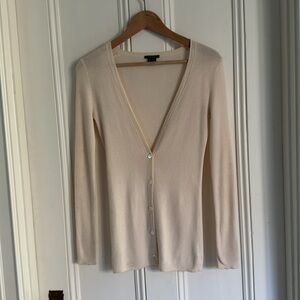 Theory Ribbed Fitted V-Neck Cardigan Sweater - Size P/TP